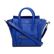 Celine Bagaj Mini Tote în piele de vițel albastră