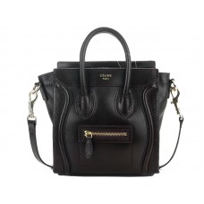 Celine Bagaj Mini Tote în piele de vițel, culoare ciocolată
