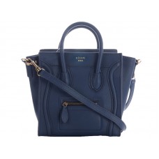 Celine Bagaj Mini Tote din piele de vițel albastru închis