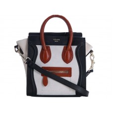 Celine Bagaj Mini Tote din piele de vițel negru maro/piele întoarsă crem