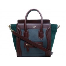 Celine Bagaj Mini Tote din piele de vițel gri/vin