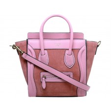 Celine Bagaj Mini Tote din piele de vițel roz/piele întoarsă roz