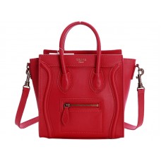 Celine Bagaj Mini Tote în piele de vițel roșie