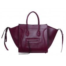 Geantă Celine Luggage Phantom Square Tote, vin, cu finisaje negre