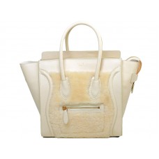 Celine Bagaj Mic Tote din Piele de Vițel Crem/Lână Crem