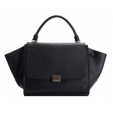 Geantă de umăr Celine Trapeze din piele de vițel neagră