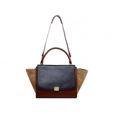 Geantă de umăr Celine Trapeze multicoloră din piele de vițel Negru / Vin/Maro