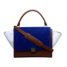Geantă de umăr Celine Trapeze din piele de vițel multicoloră, albastră/maro/albă