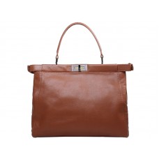 Geantă Fendi Peekaboo din piele de vițel maro