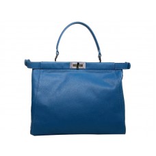Geantă Fendi Peekaboo din piele de vițel albastru intens