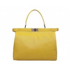 Geantă Fendi Peekaboo din piele de vițel galbenă