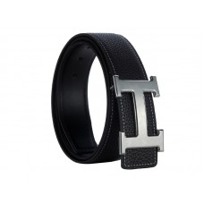 Curea din piele Hermes Togo cu cataramă H argintie neagră