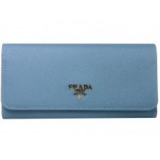 Portofel Prada Saffiano din piele albastru deschis