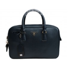 Geantă Prada Saffiano din piele de vițel cu mâner superior, albastru închis