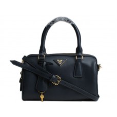 Geantă Prada Saffiano din piele de vițel cu mâner superior, medie, albastru închis