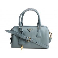 Geantă Prada Saffiano din piele de vițel cu mâner superior, medie, albastru deschis