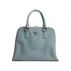 Geantă Prada Saffiano cu mâner superior înrămată, albastră