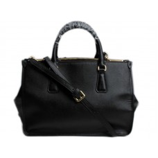 Geantă de umăr convertibilă Prada Saffiano din piele cu ramă neagră
