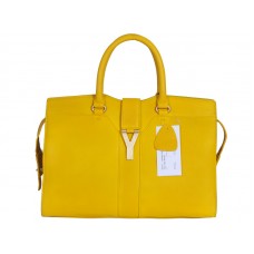 Yves Saint Laurent Geantă mare din piele Cabas Chyc Galbenă