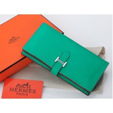Portofel Hermes Dogon Togo Original din piele de vițel Bearn Japonaise cu pliere, verde