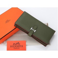 Portofel Hermes Dogon Togo Original din piele de vițel Bearn Japonaise cu pliere, măsliniu