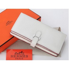 Portofel Hermes Dogon Togo Original din piele de vițel Bearn Japonaise cu două pliuri, alb