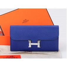 Portofel lung Hermes Epsom Original Calfskin Constance, albastru electric