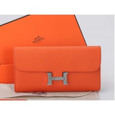 Portofel lung Hermes Epsom Original Calfskin Constance portocaliu