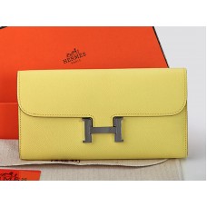 Portofel lung Hermes Epsom Original Calfskin Constance galben