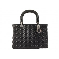 Geantă Dior mare din piele de miel neagră
