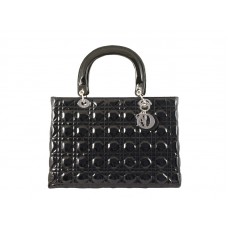 Geantă Dior mare din piele lăcuită neagră