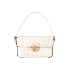 Geantă de umăr din piele de vacă Prada Perforate Collection, albă