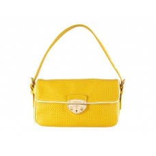 Geantă de umăr din piele de vacă Prada Perforate Collection, galbenă