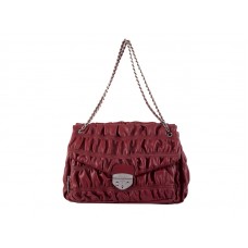 Geantă de umăr Prada Embossede Nappa din piele, culoare vin