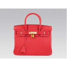 Geantă Hermes Birkin 30cm Clemence Rouge Vif cu accesorii aurii