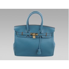 Geantă Hermes Birkin 35 Togo din piele albastră