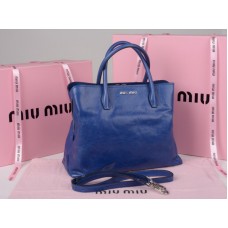 Miu Miu Geantă din piele glazurată albastră