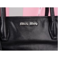 Miu Miu Geantă din piele glazurată neagră