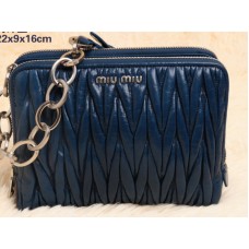 Geantă de umăr mini Miu Miu Glazed Matelasse din piele albastră