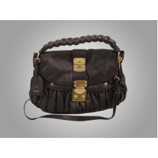 Geantă tip coffer Miu Miu ciocolată neagră