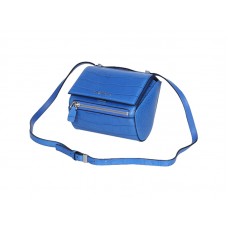 Geantă Givenchy Mini Pandora Box din piele crocodil albastră