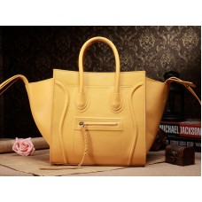Geantă Celine Luggage Phantom Square Tote din piele Epsom, galbenă