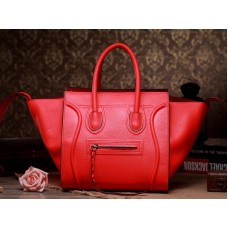 Geantă Celine Luggage Phantom Square Tote Bag Togo Leather Portocaliu Roșu