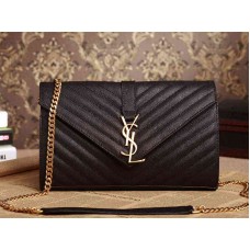 Geantă medie YSL cu monogramă, piele matlasată texturată, neagră, pudră, cu aspect de pudră