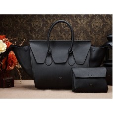 Geantă Celine Tie Nano Top Handle din piele neagră