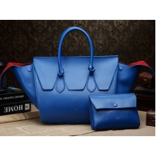 Geantă Celine Tie Nano Top Handle din piele albastră