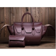 Geantă Celine Tie Nano Top Handle din piele, vișinie