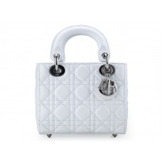 Geantă Dior Nano Leather cu accesorii argintii și albe