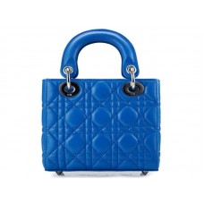 Geantă Dior Nano Leather, cu accesorii argintii și albastre