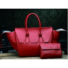 Geantă Celine Tie Nano Top Handle din piele roșie